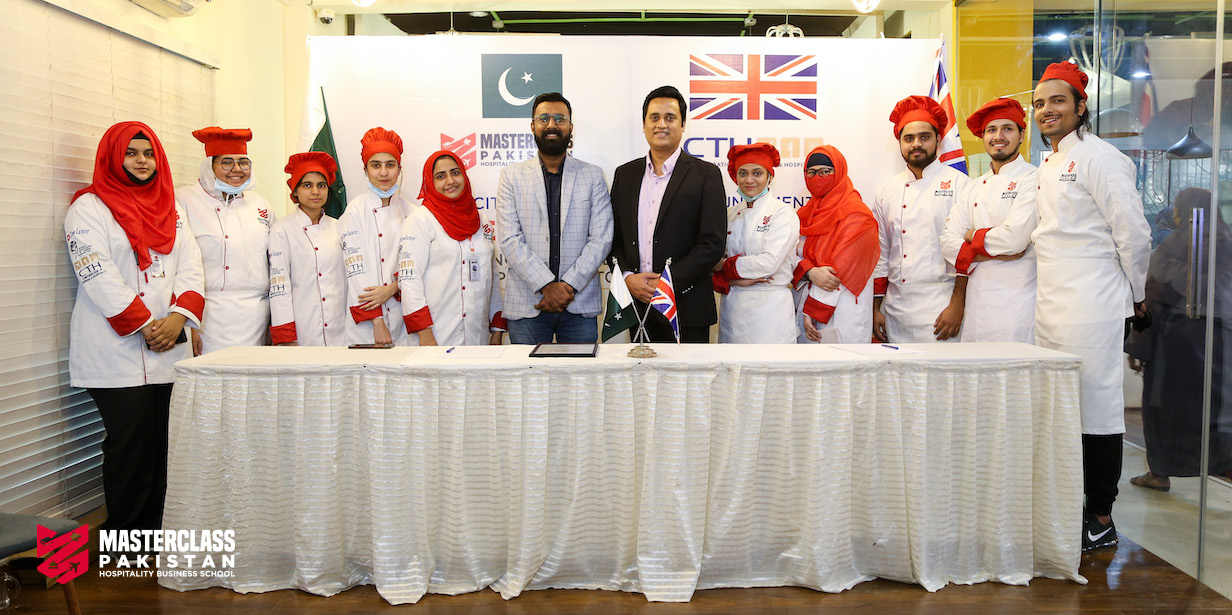 A group of Master Pakistan chefs pictured with the CEO, Usama Ahmed and CTH Pakistan representative, Asad Ali Warraich.
