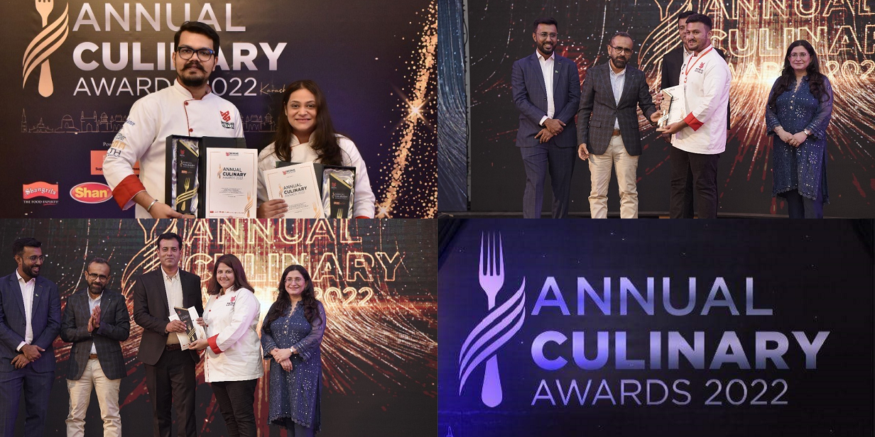 Students being presented with awards at the MasterClass Pakistan Annual Culinary Awards 2022.